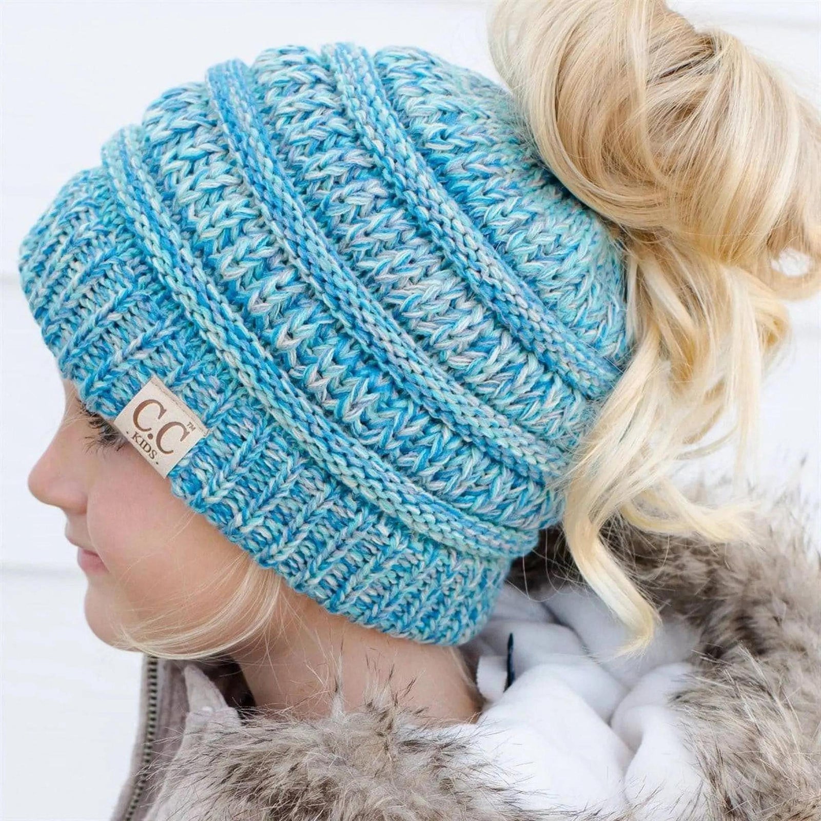 CC Kids Youth Toddler to Adult Multi - Toned Ponytail Beanie - Truly Contagious
