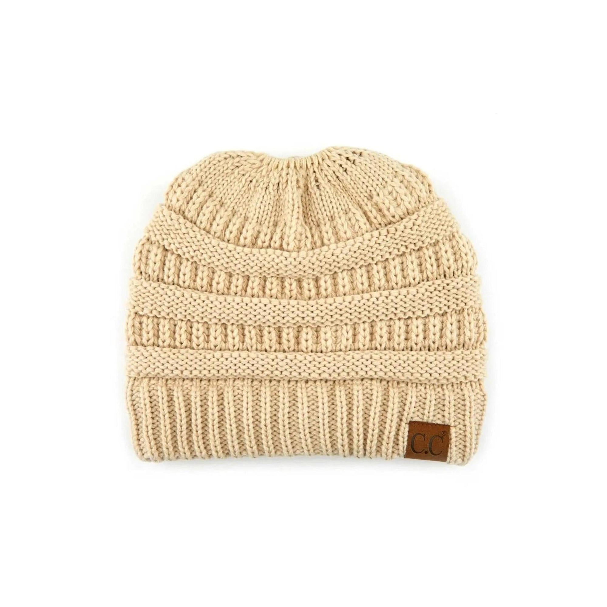 Kids Ponytail Beanie C.C BeanieTail Kids' Soft Cable Knit Messy