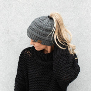 CC Messy Bun Adults and Kids Ponytail Beanies Hats - Truly Contagious
