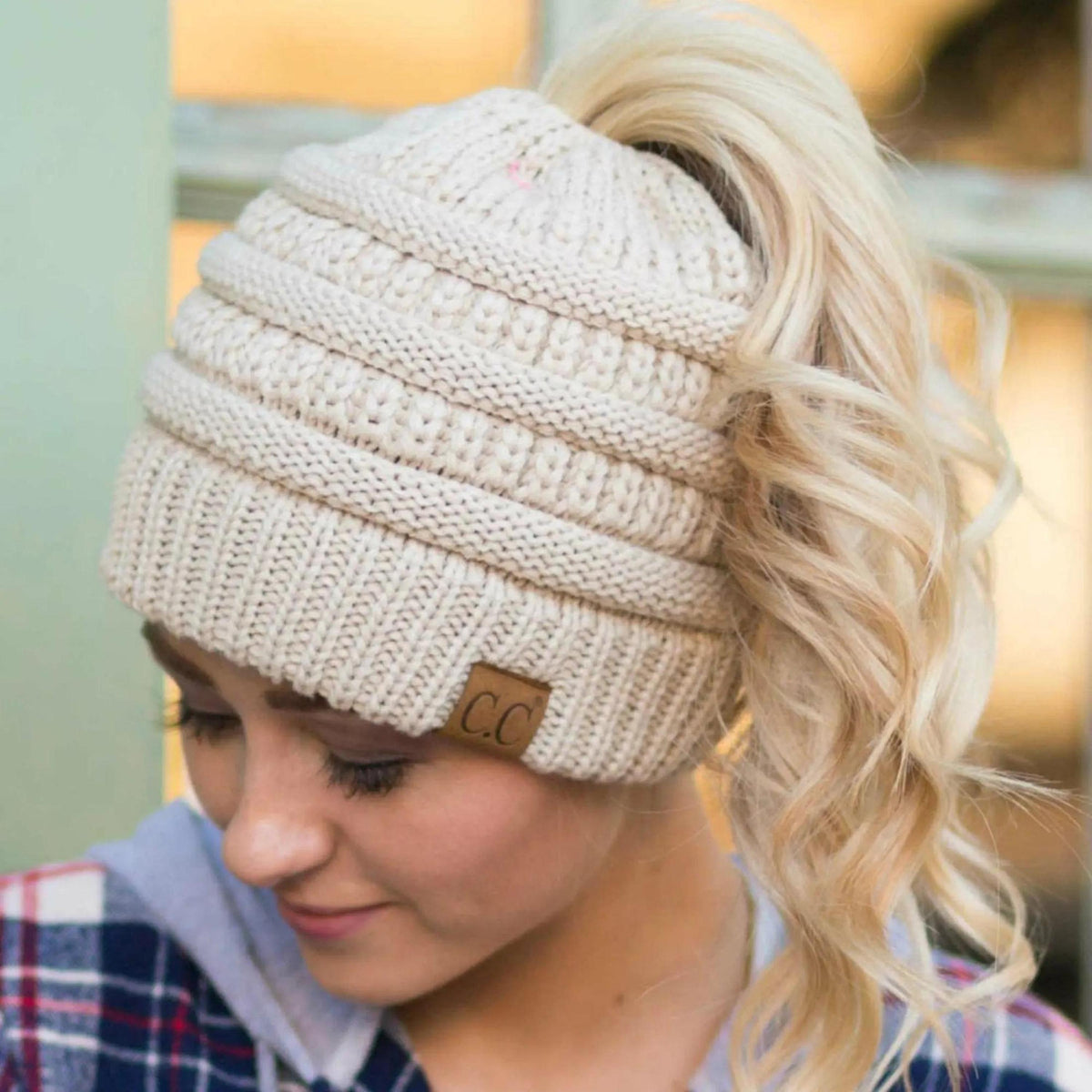 CC Messy Bun Adults and Kids Ponytail Beanies Hats - Truly Contagious