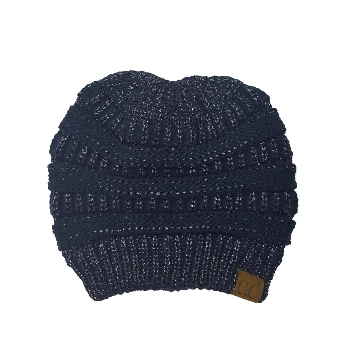 CC Messy Bun/Pony Metallic Beanie - Truly Contagious