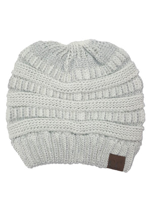 CC Messy Bun/Pony Metallic Beanie - Truly Contagious
