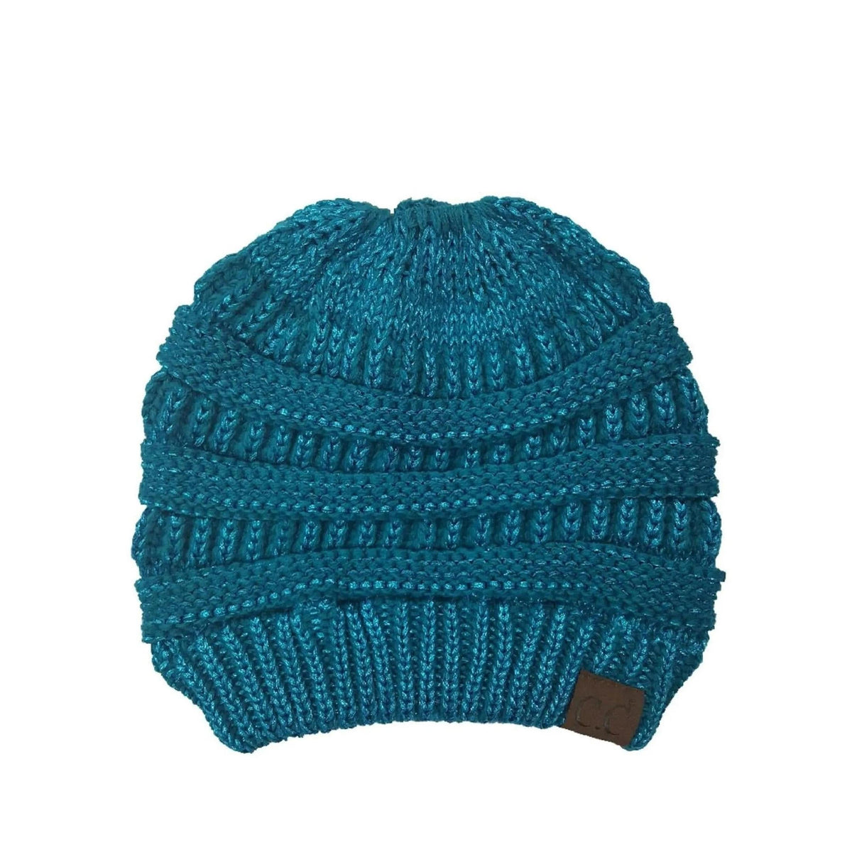 CC Messy Bun/Pony Metallic Beanie - Truly Contagious