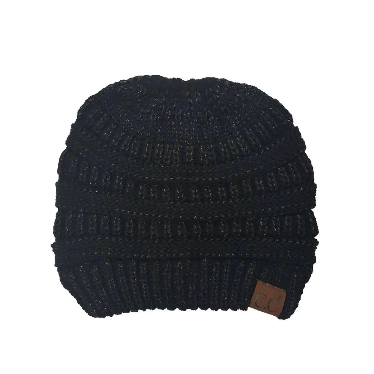 CC Messy Bun/Pony Metallic Beanie - Truly Contagious