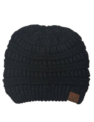 CC Messy Bun/Pony Metallic Beanie - Truly Contagious