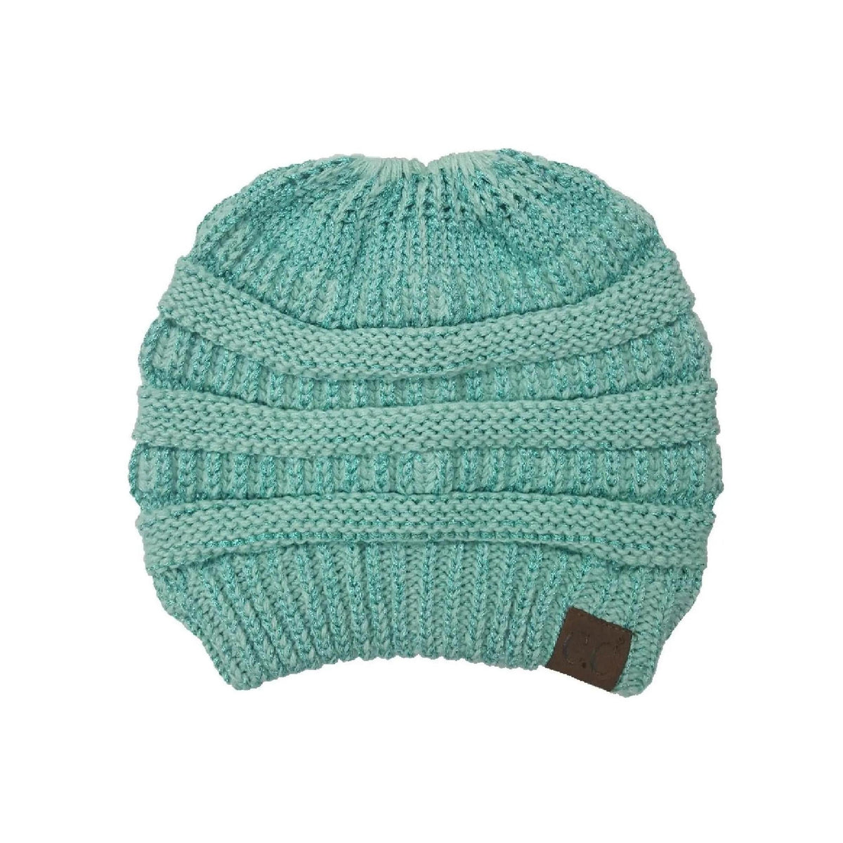 CC Messy Bun/Pony Metallic Beanie - Truly Contagious