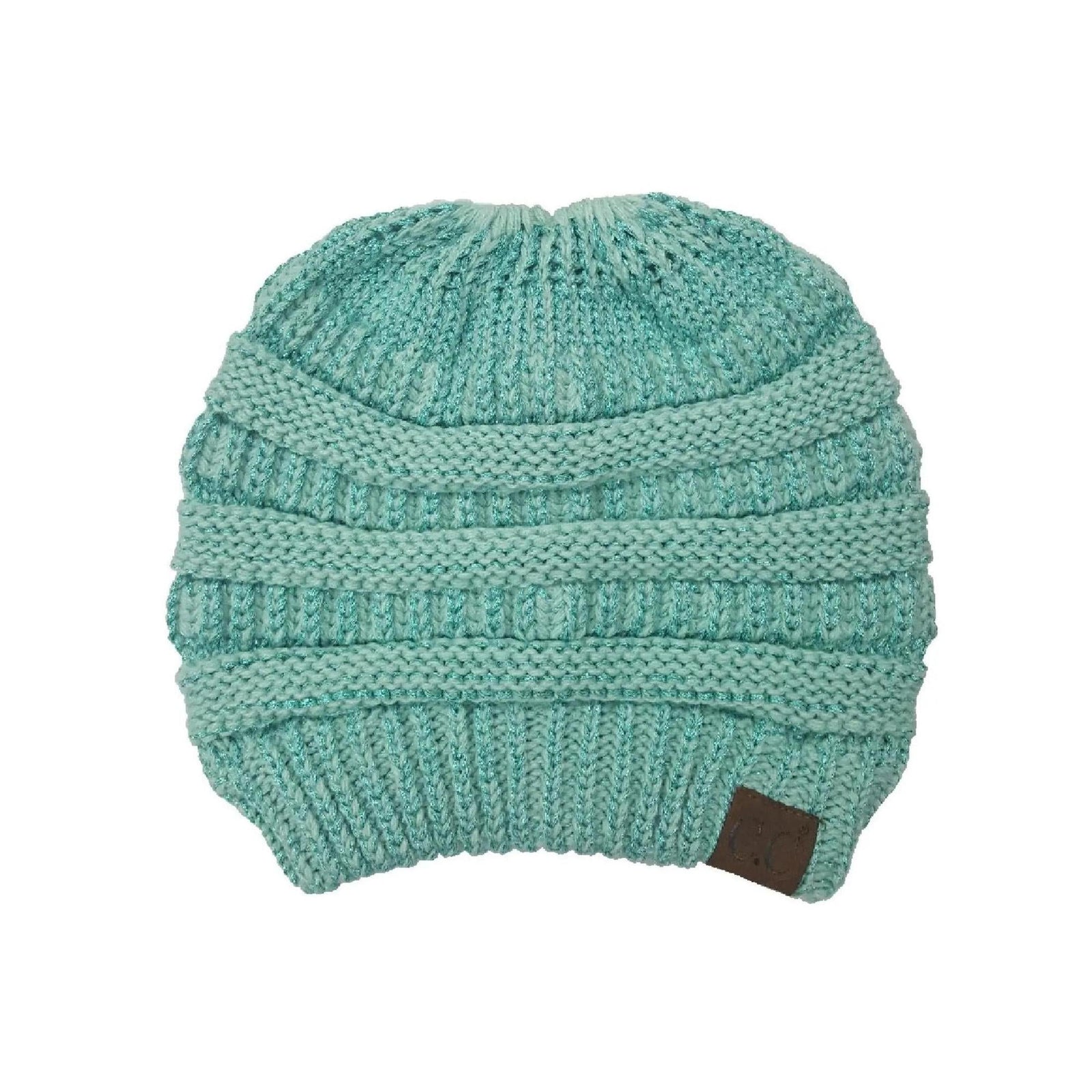 CC Messy Bun/Pony Metallic Beanie - Truly Contagious