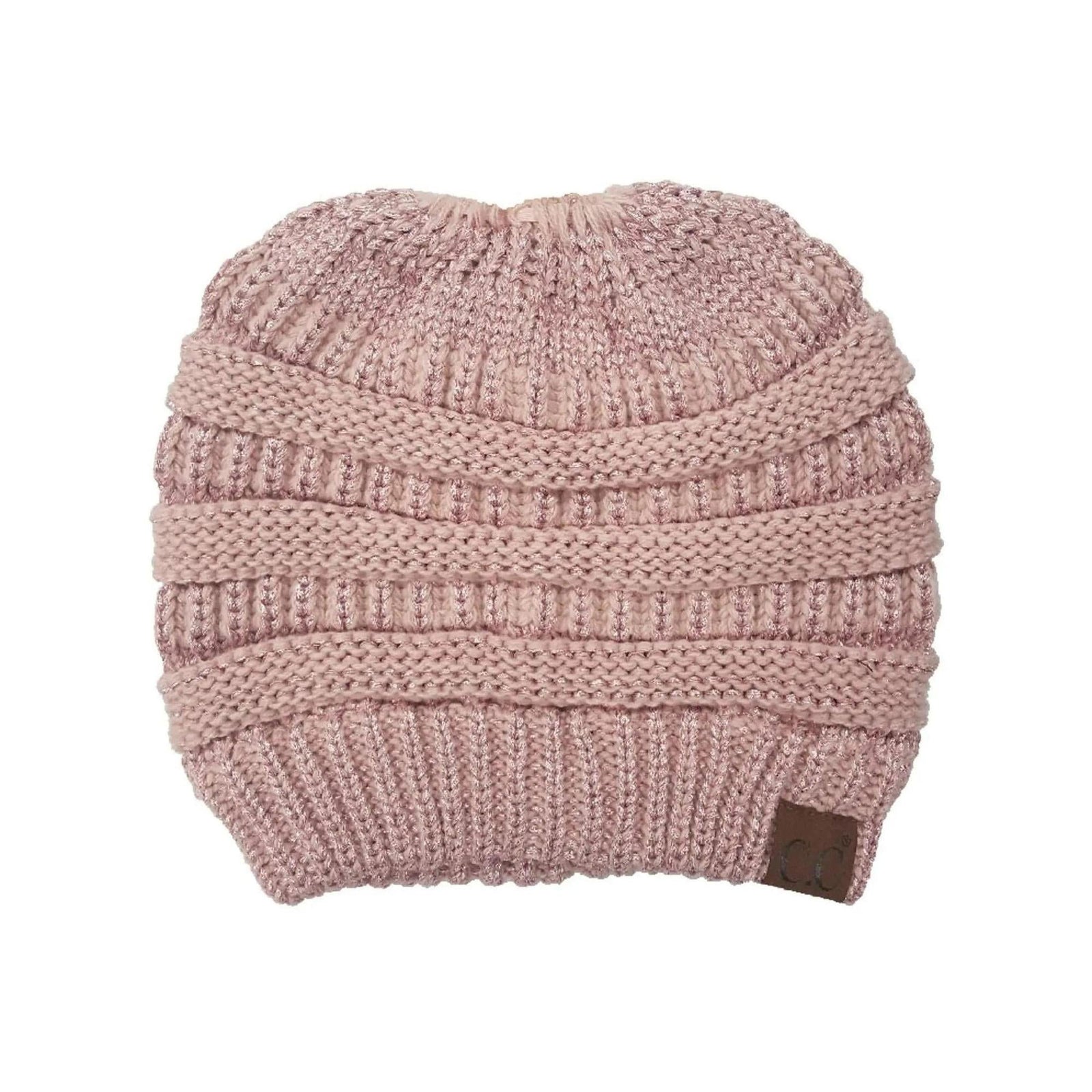 CC Messy Bun/Pony Metallic Beanie - Truly Contagious