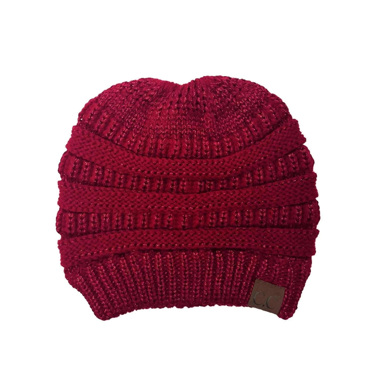 CC Messy Bun/Pony Metallic Beanie - Truly Contagious