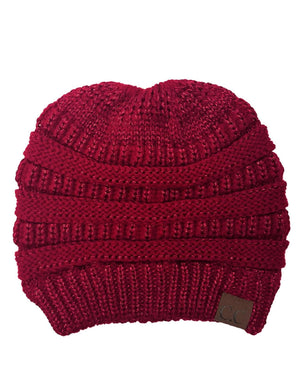 CC Messy Bun/Pony Metallic Beanie - Truly Contagious