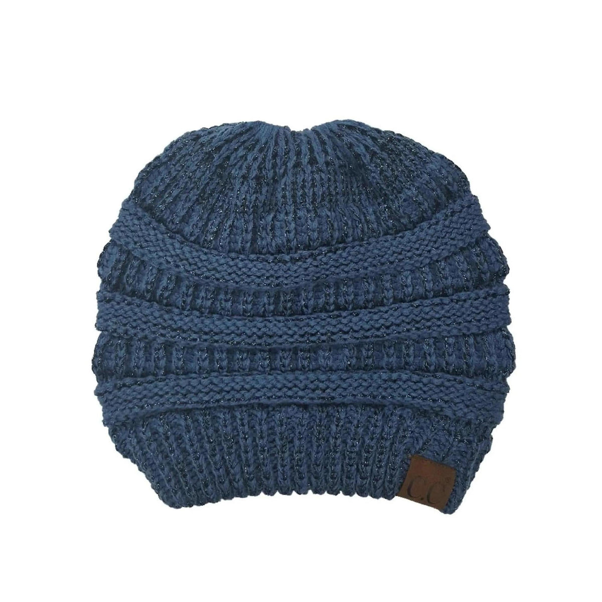 CC Messy Bun/Pony Metallic Beanie - Truly Contagious