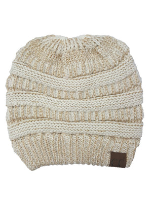 CC Messy Bun/Pony Metallic Beanie - Truly Contagious