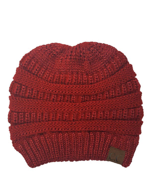 CC Messy Bun/Pony Metallic Beanie - Truly Contagious