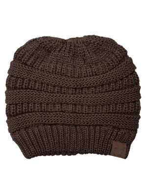 CC Messy Bun/Pony Metallic Beanie - Truly Contagious