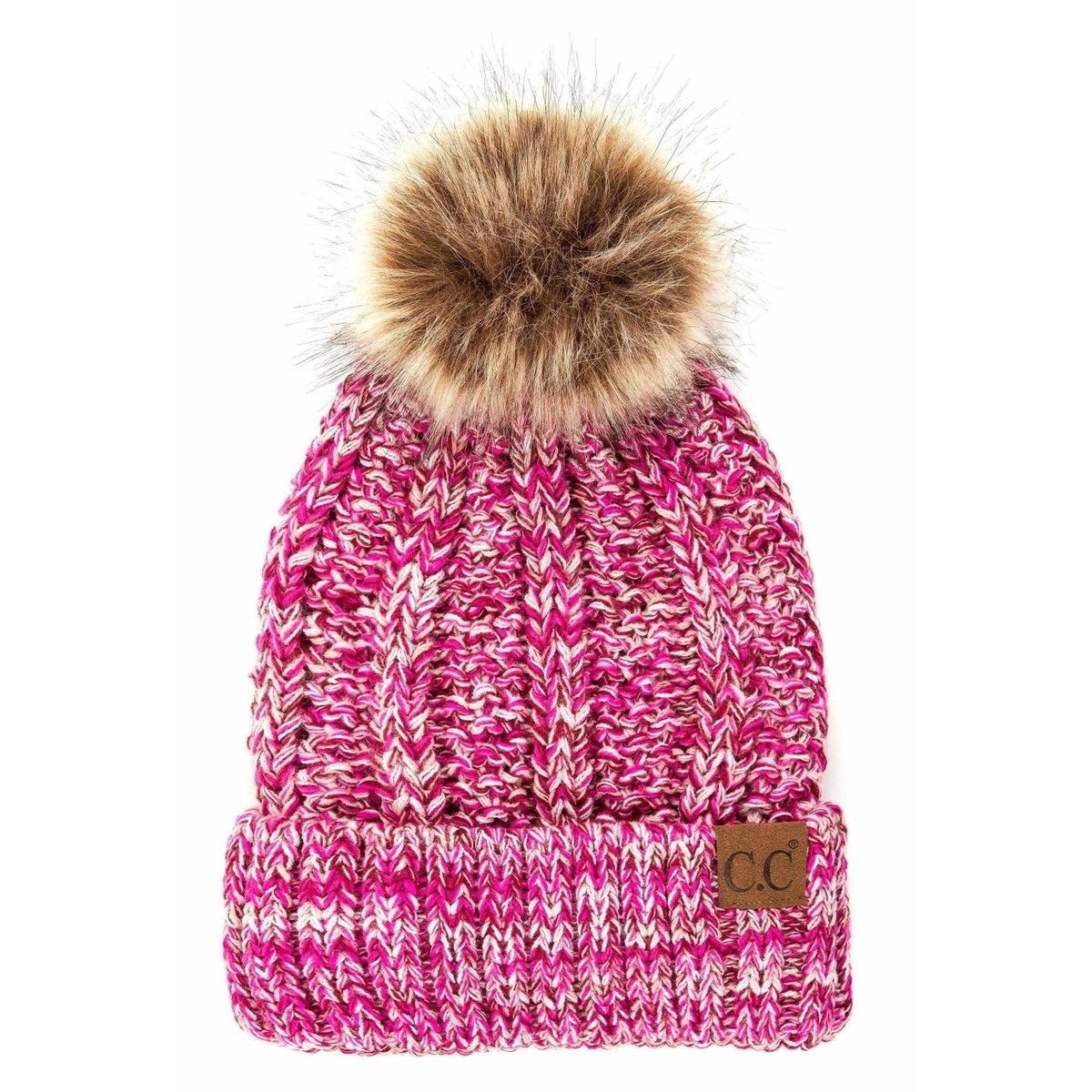 CC Multi - Color Faux Fur Pom Beanie - Truly Contagious