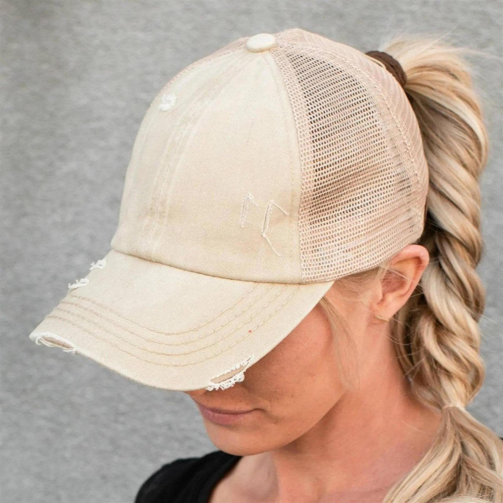 CC Multi - Level Criss Cross Women's Baseball Ponytail Cap Hat - Truly Contagious