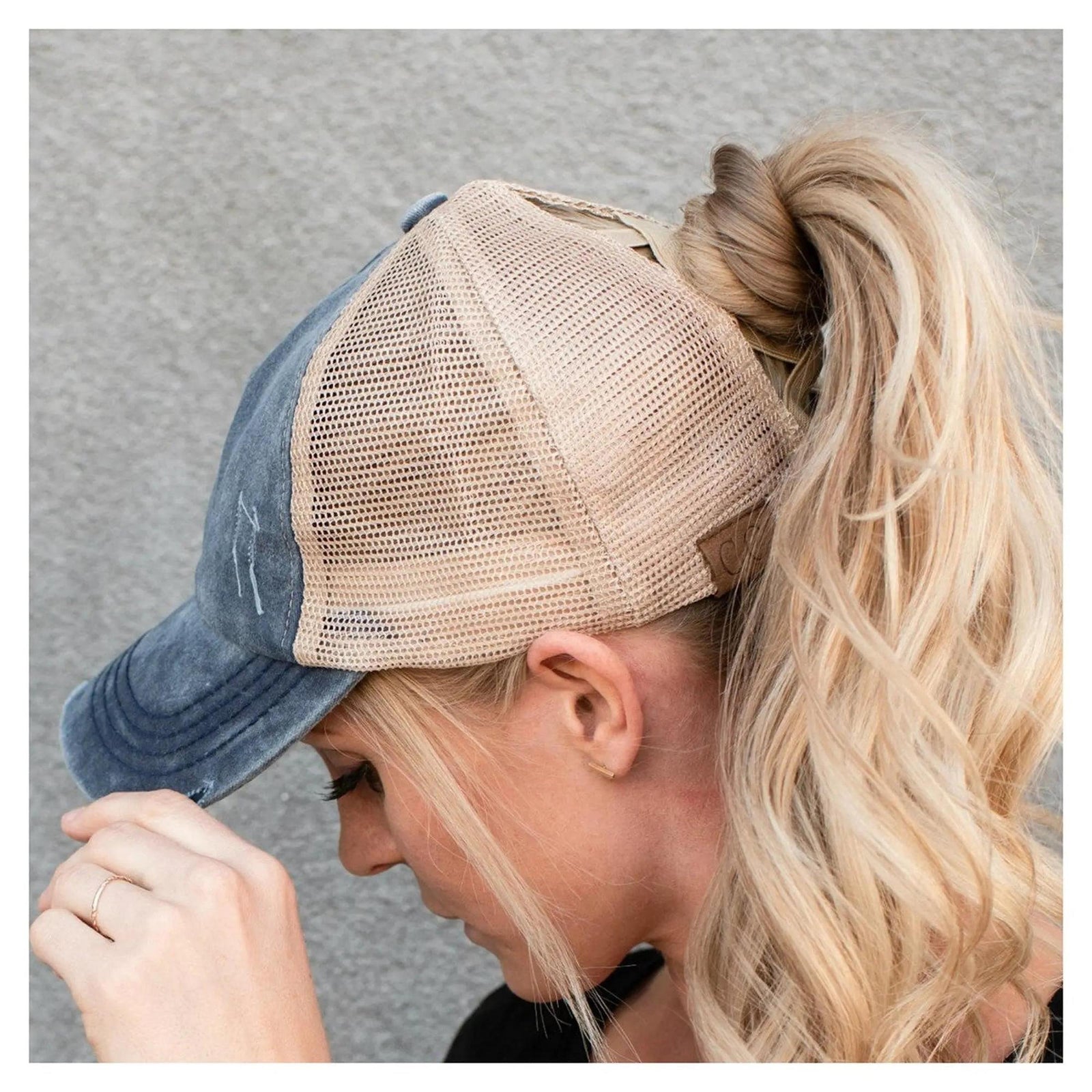 CC Multi - Level Criss Cross Women's Baseball Ponytail Cap Hat - Truly Contagious
