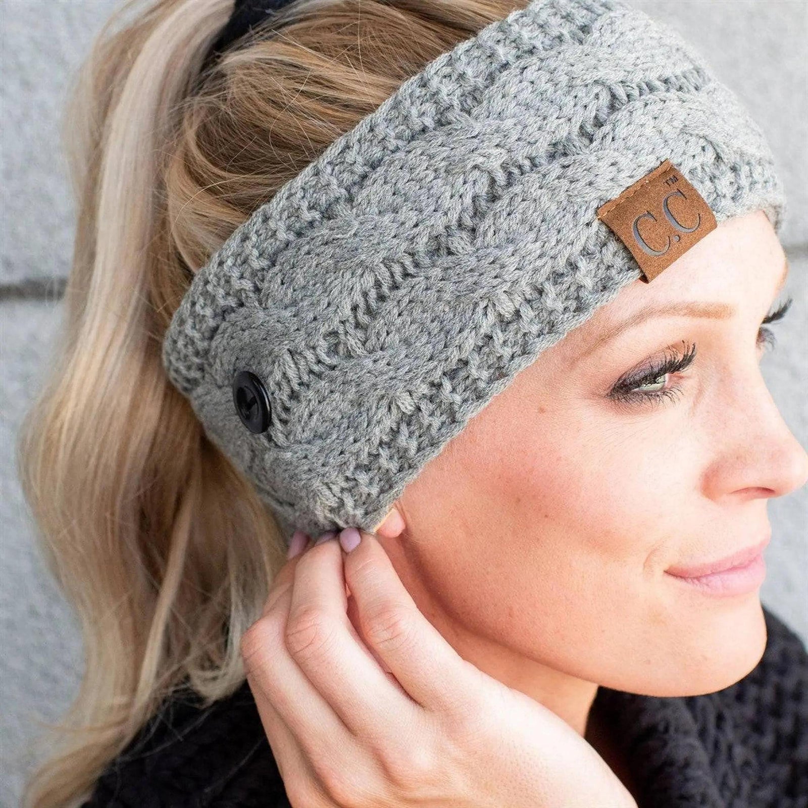 CC® Ultra Soft Knit Head Wrap with Side Buttons - Versatile Ear Warmer for Glasses or Style - Truly Contagious