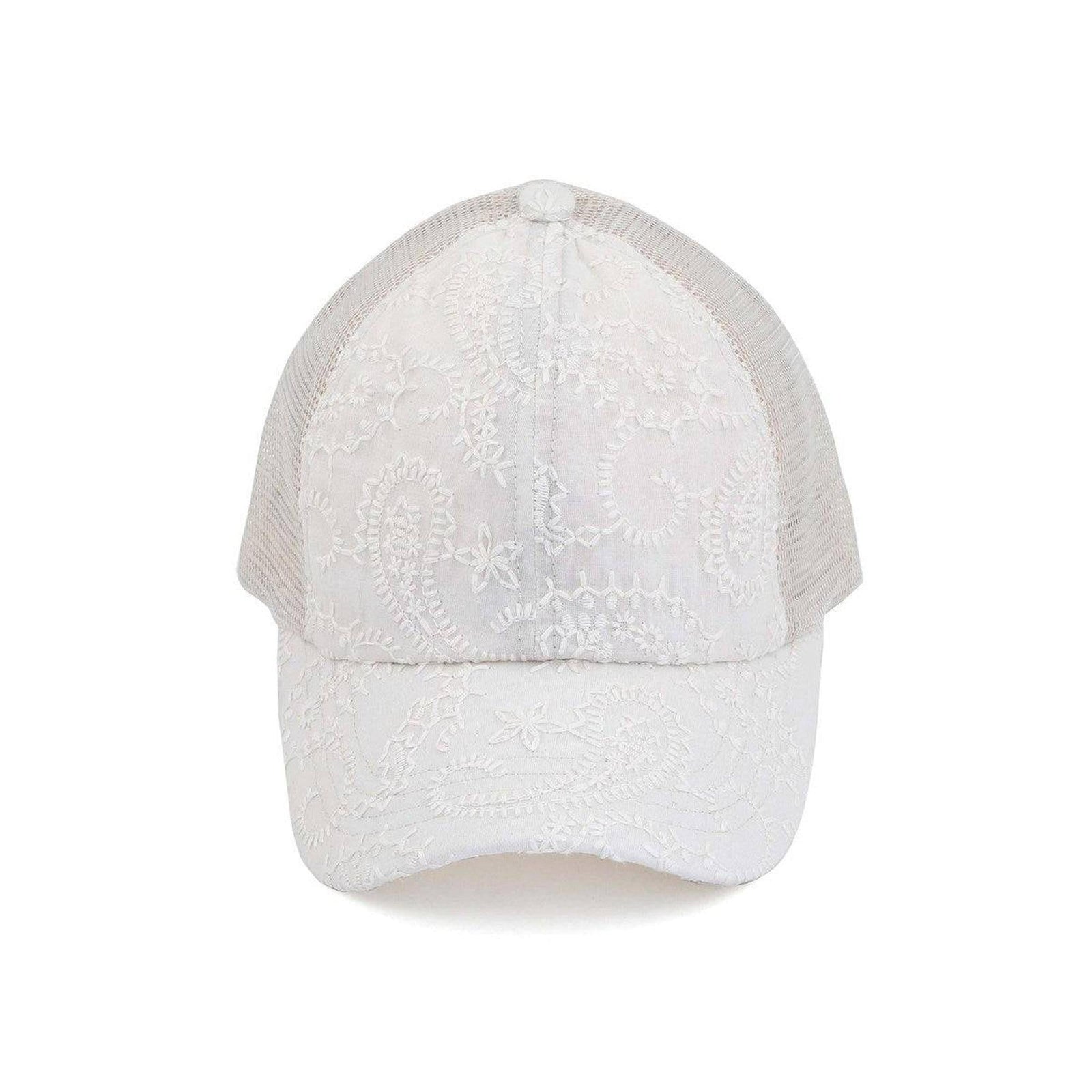 CC Paisley Embroidered Hats Criss Cross Style Women Cap for Ponytails - Truly Contagious