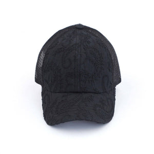 CC Paisley Embroidered Hats Criss Cross Style Women Cap for Ponytails - Truly Contagious