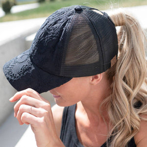 CC Paisley Embroidered Hats Criss Cross Style Women Cap for Ponytails - Truly Contagious