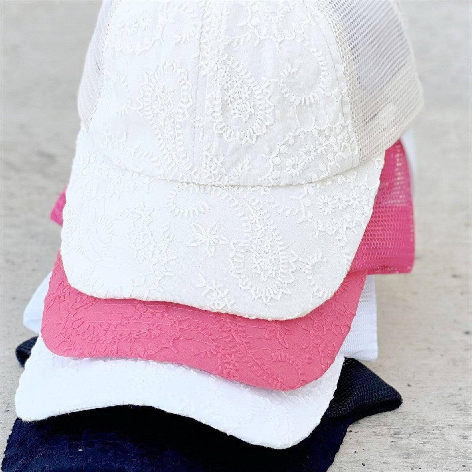 CC Paisley Embroidered Hats Criss Cross Style Women Cap for Ponytails - Truly Contagious