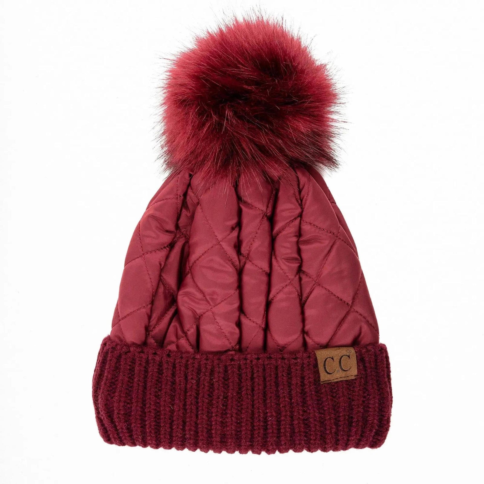 CC Quilted Puffer with Detachable Pom Beanies Hats - Truly Contagious