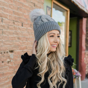 CC Quilted Puffer with Detachable Pom Beanies Hats - Truly Contagious