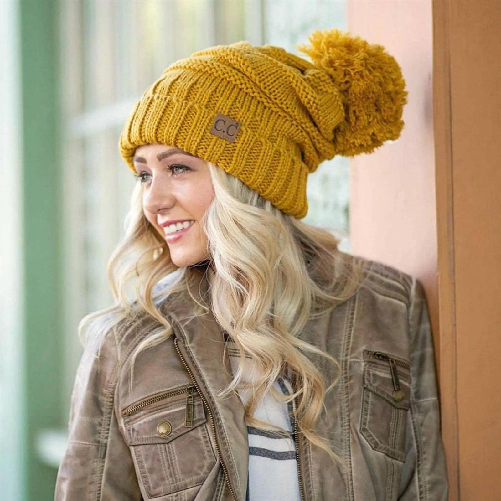 CC Slouchy Yarn Pom Beanie - Truly Contagious