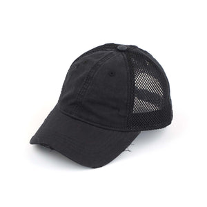CC Solid Cotton Athleisure Messy Bun Pony Cap Women, Teens and Kids Athletic Hats - Truly Contagious