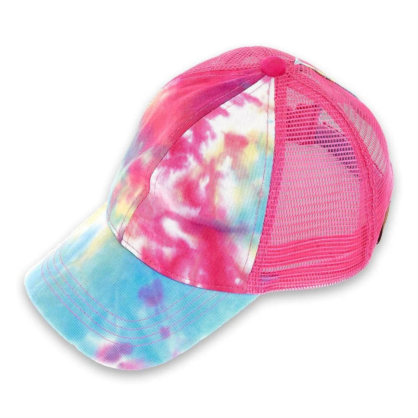 CC Tie - Dye Messy Bun Pony Cap Women, Teens and Kids Trucker Hats - Truly Contagious