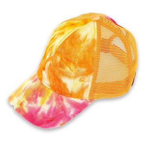 CC Tie - Dye Messy Bun Pony Cap Women, Teens and Kids Trucker Hats - Truly Contagious