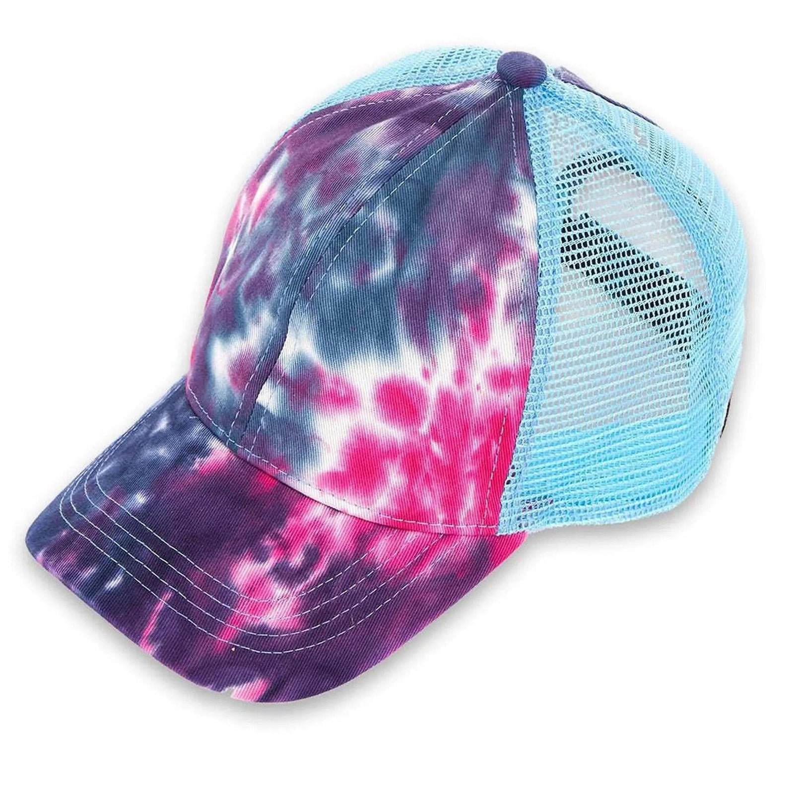 CC Tie - Dye Messy Bun Pony Cap Women, Teens and Kids Trucker Hats - Truly Contagious