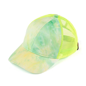 CC Tie - Dye Messy Bun Pony Cap Women, Teens and Kids Trucker Hats - Truly Contagious