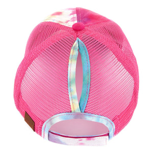 CC Tie - Dye Messy Bun Pony Cap Women, Teens and Kids Trucker Hats - Truly Contagious