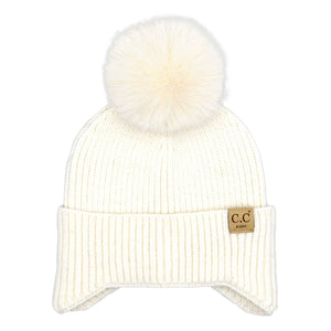 CC Toasty and Warm Pom Ear Flap Kids Beanie - Truly Contagious