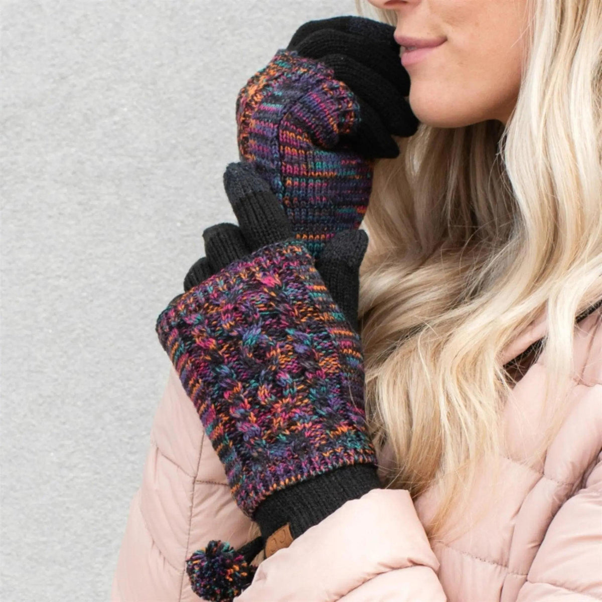 CC Touchscreen Glove w/ Cuff & Pom - Truly Contagious
