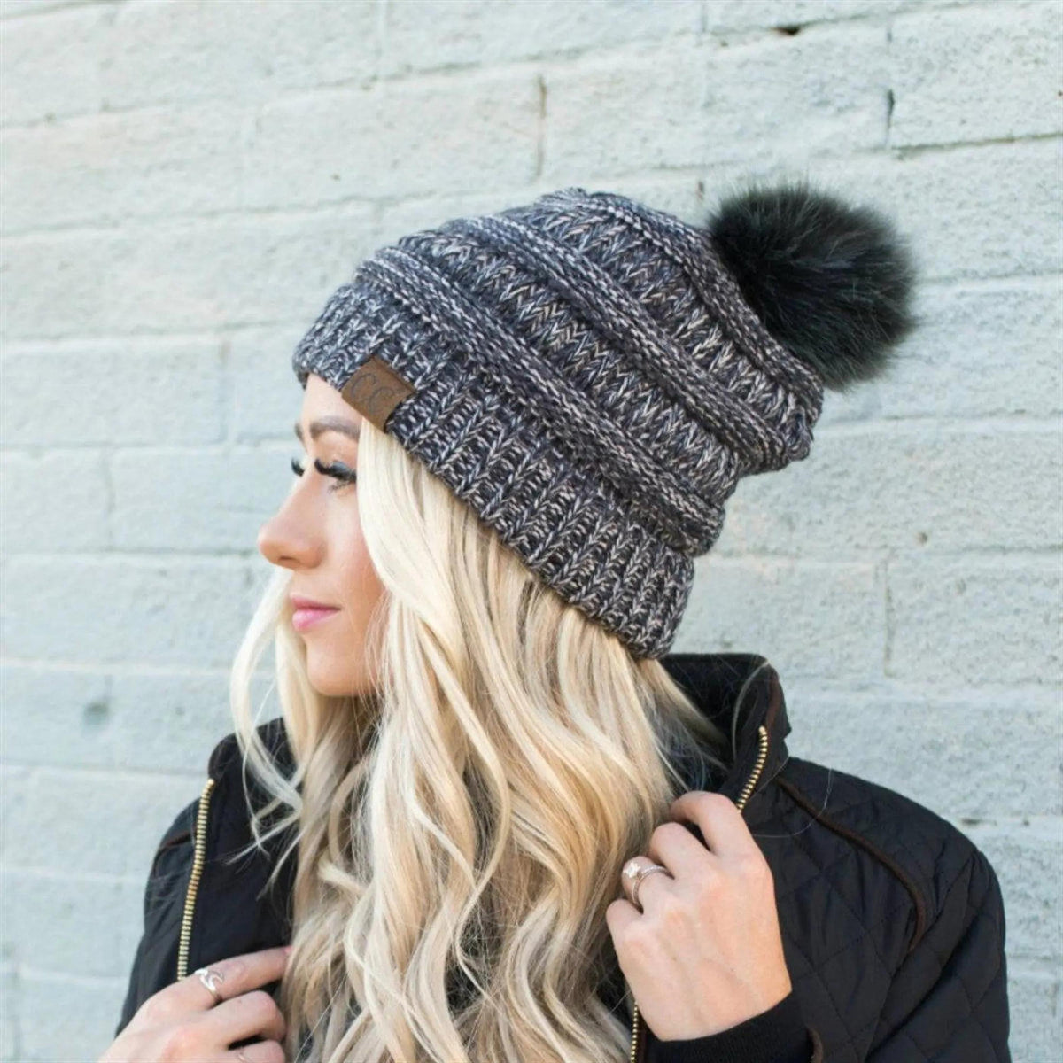 CC Trending 4 - Tone Beanie w/ Tan Pom - Truly Contagious