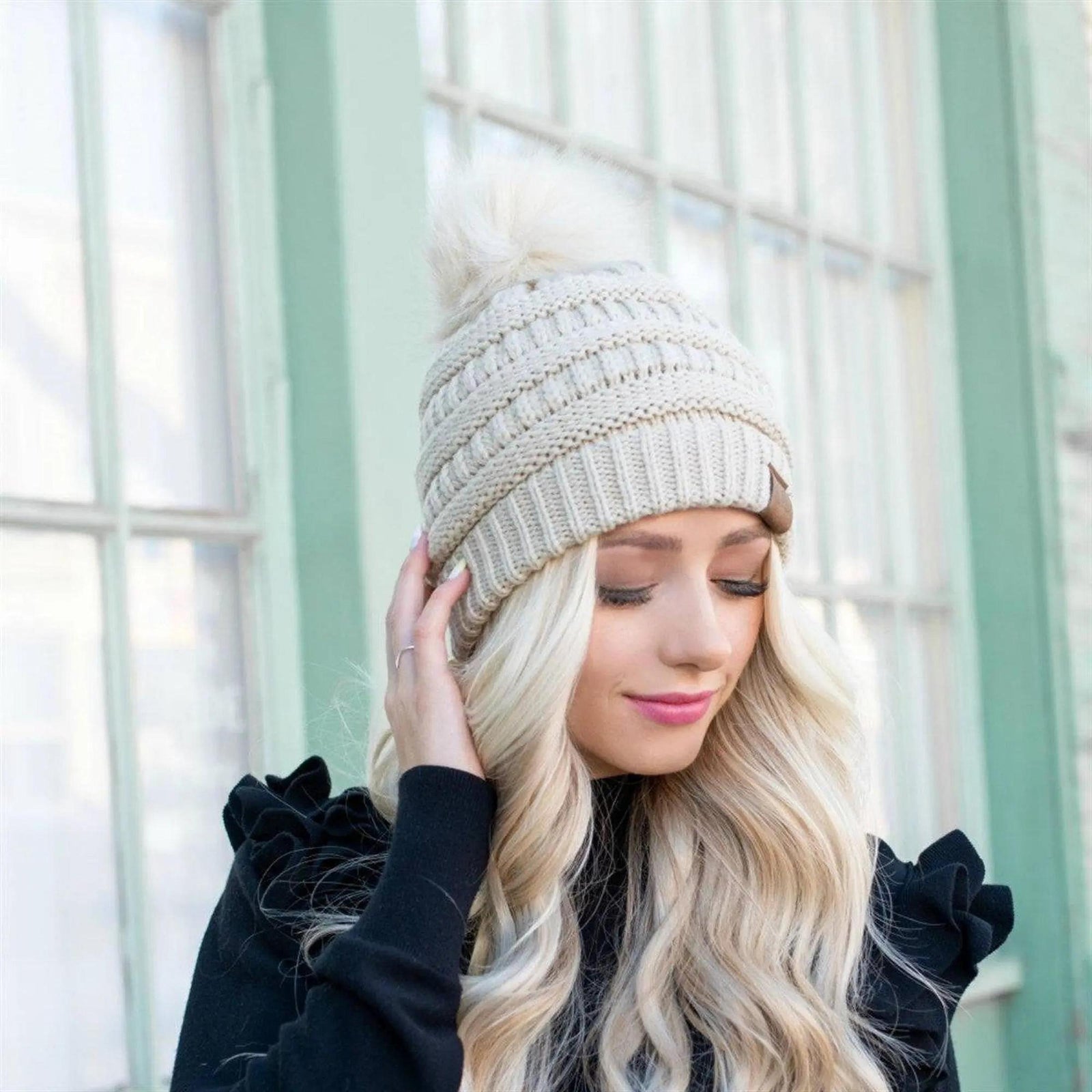 CC Trending Pom School Spirit Colors Beanies Hats - Truly Contagious