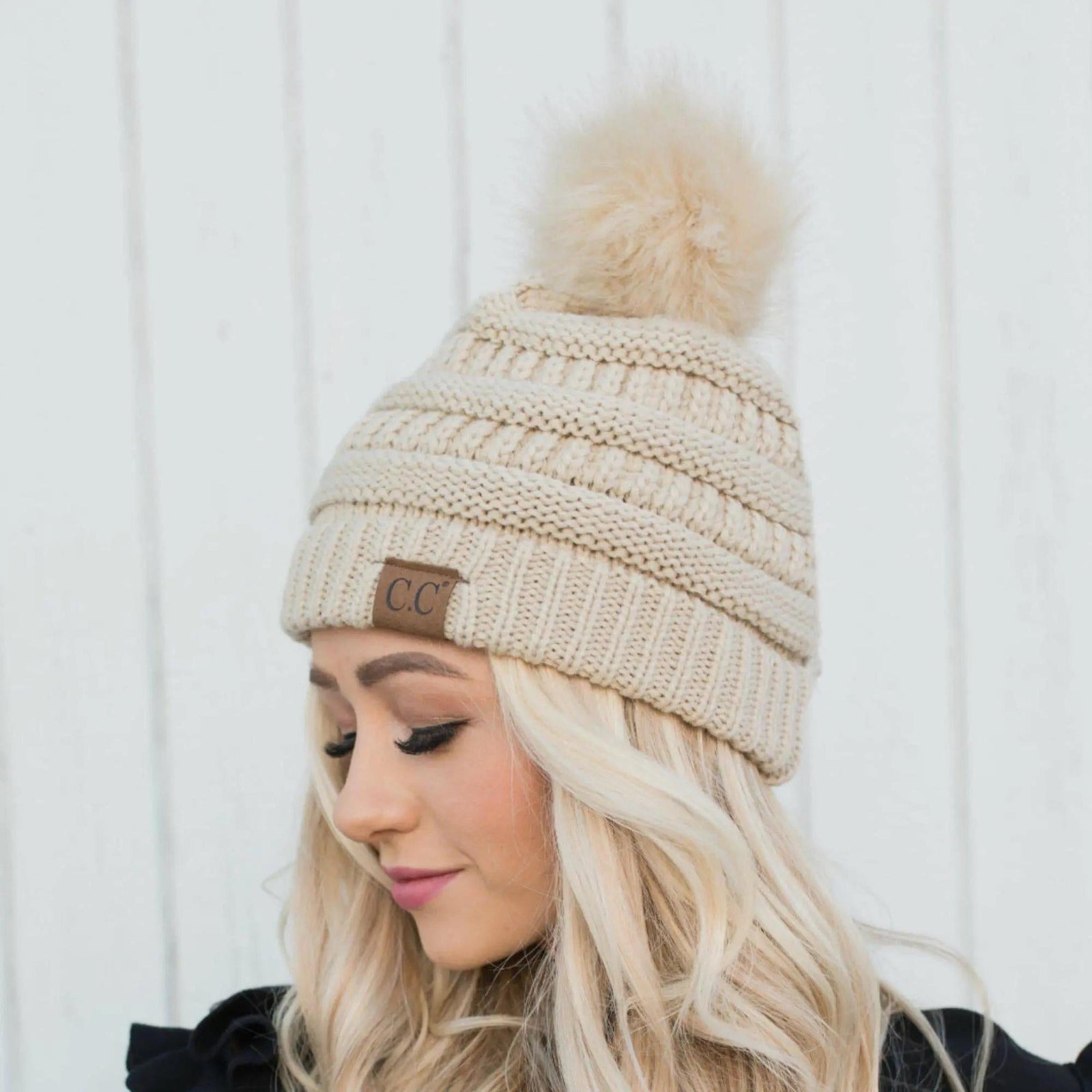 CC Trending Pom School Spirit Colors Beanies Hats - Truly Contagious