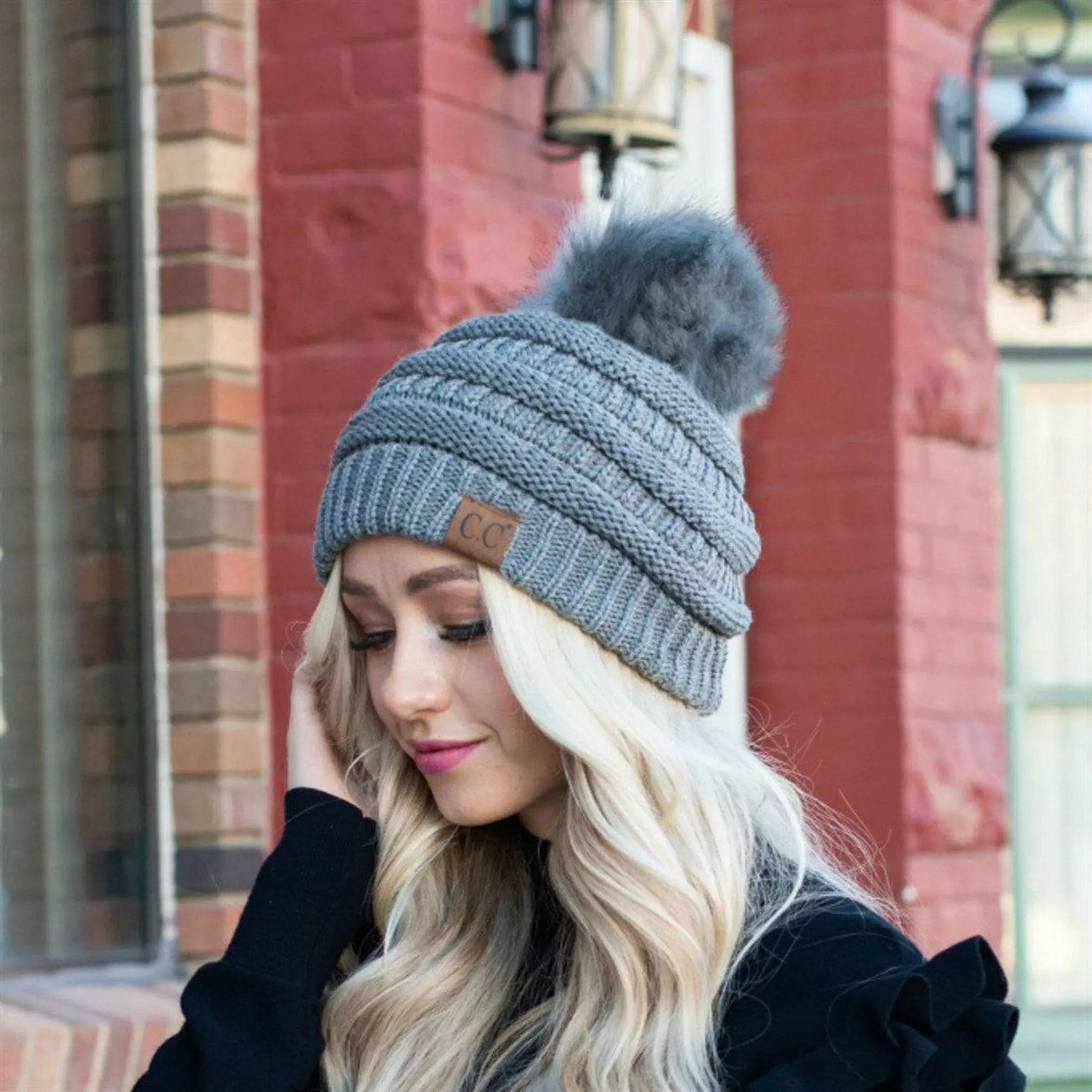 CC Trending Pom School Spirit Colors Beanies Hats - Truly Contagious