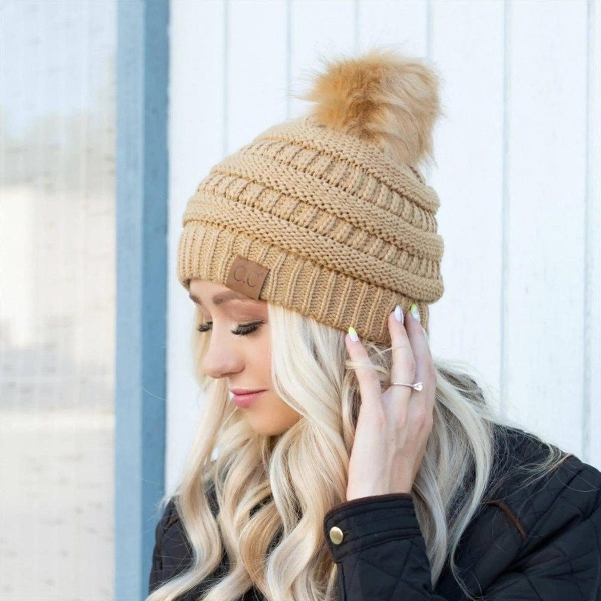 CC Trending Pom School Spirit Colors Beanies Hats - Truly Contagious