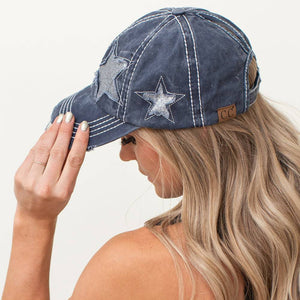 CC Trending Star Messy Bun Pony Cap Women, Teens and Kids Trucker Hats - Truly Contagious