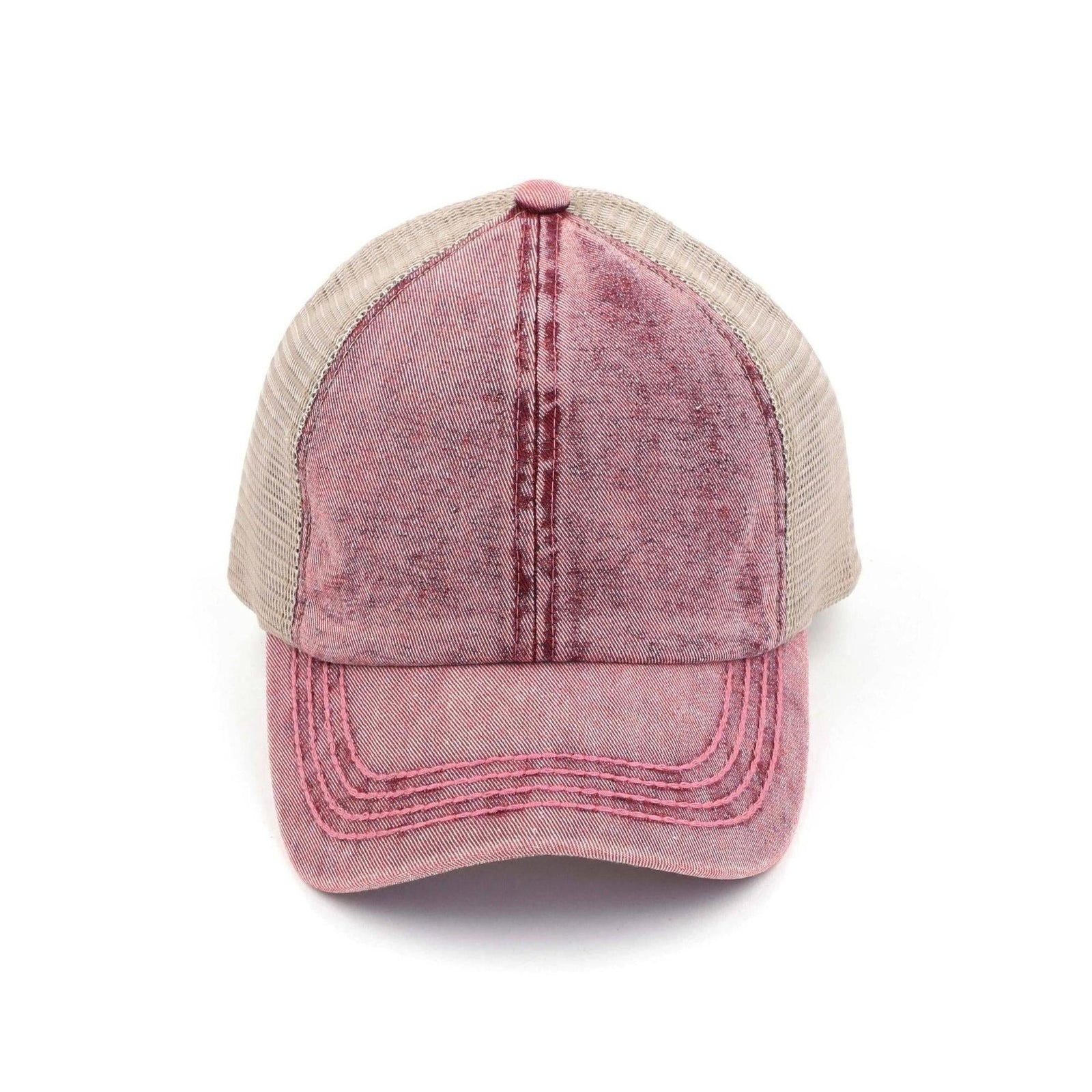 CC Washed Denim Criss Cross Pony Cap - Truly Contagious