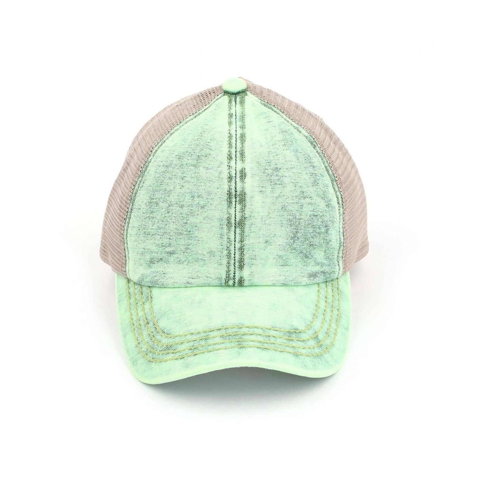 CC Washed Denim Criss Cross Pony Cap - Truly Contagious
