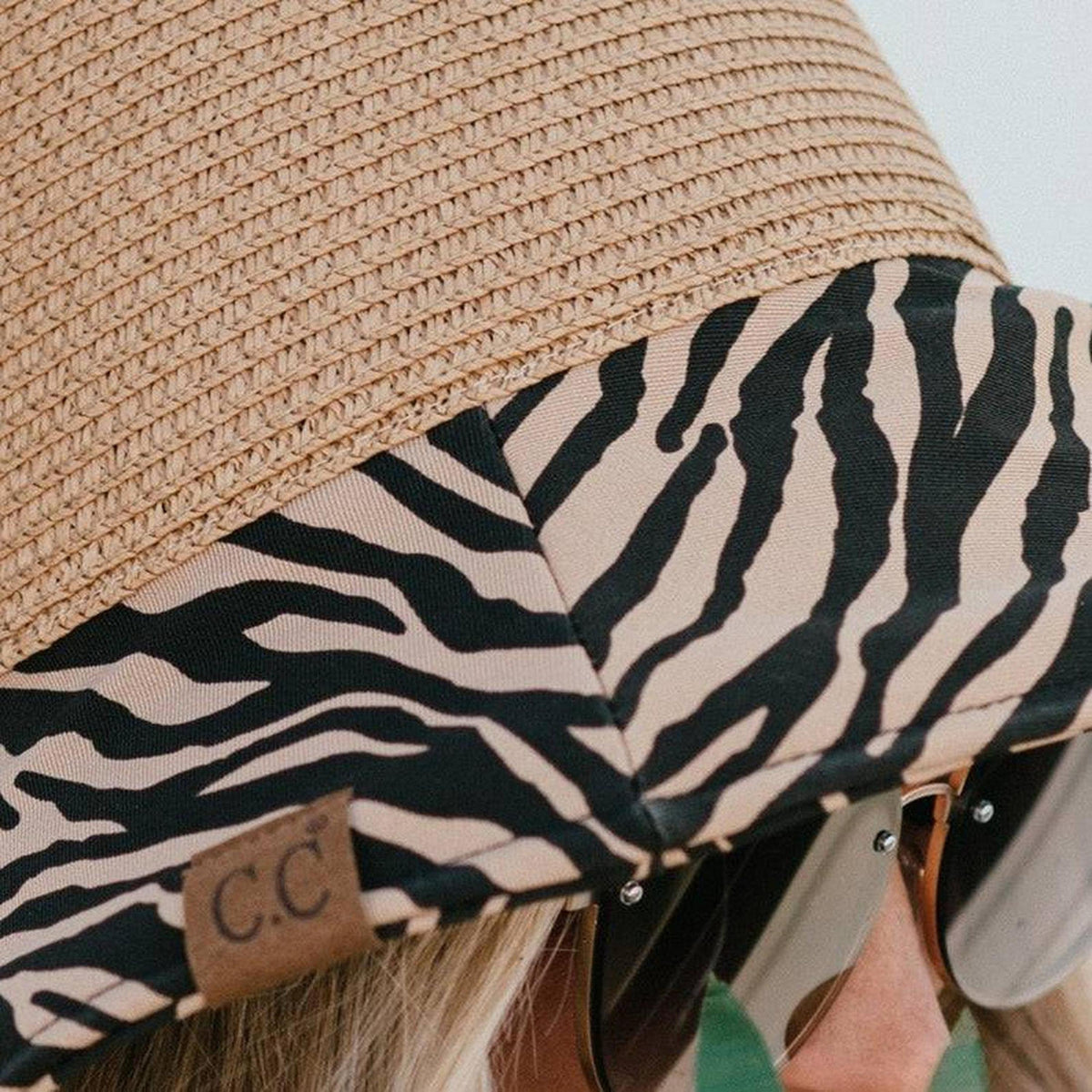 CC Zebra Print Straw Bucket Hat - Truly Contagious