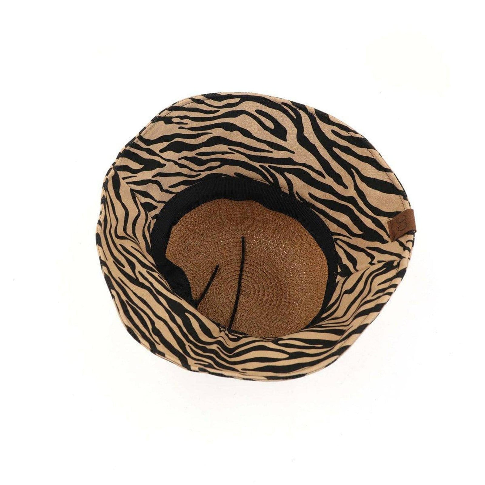 CC Zebra Print Straw Bucket Hat - Truly Contagious