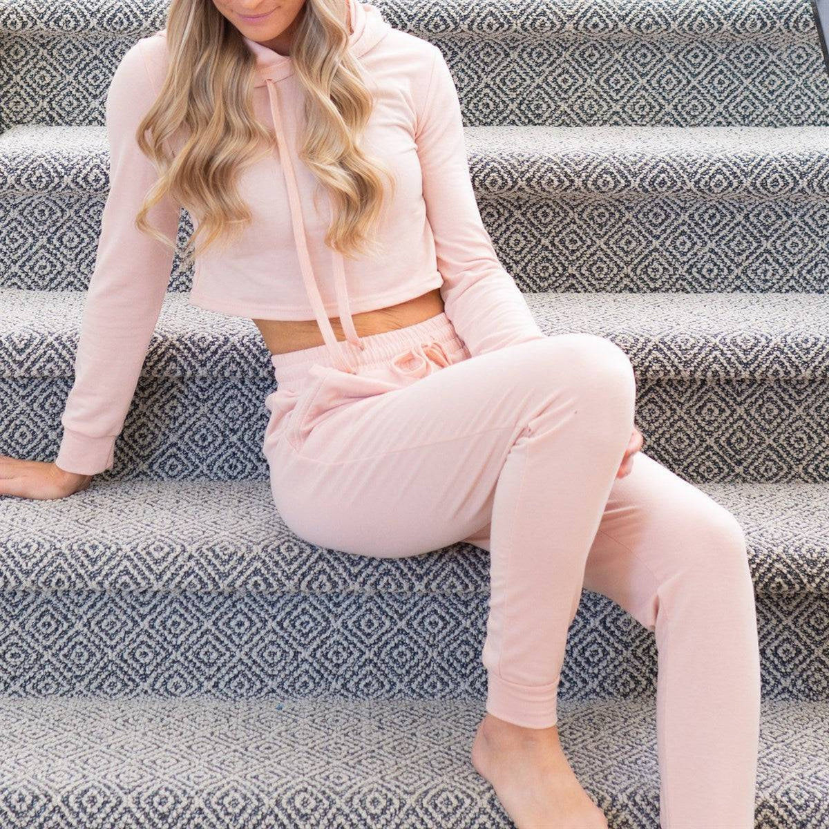 French Terry Cropped Jacket/Jogger Loungewear - Truly Contagious