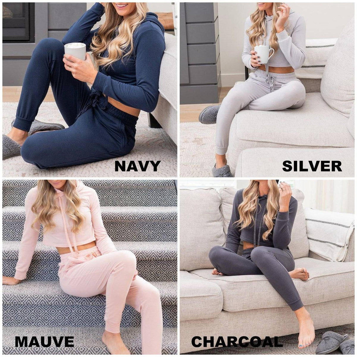 French Terry Cropped Jacket/Jogger Loungewear - Truly Contagious