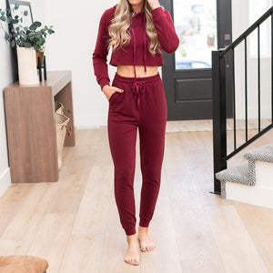 French Terry Cropped Jacket/Jogger Loungewear - Truly Contagious